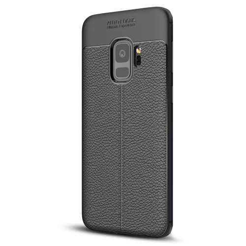 Samsung Galaxy S9 SM-G960, silikónové puzdro TPU, kožený efekt, prešívaný vzor, čierne