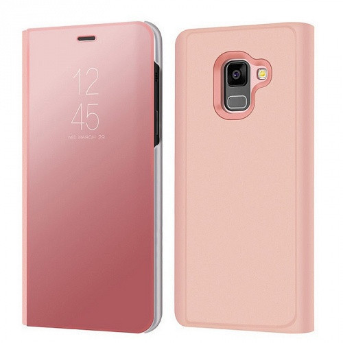 Samsung Galaxy A8 (2018) SM-A530F, puzdro s bočným otváraním a indikátorom hovoru, kryt Smart View Cover, červenozlatý (náhradný trh)