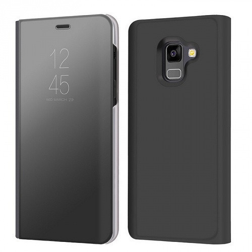 Samsung Galaxy A8 (2018) SM-A530F, puzdro s bočným otváraním a indikátorom hovoru, kryt Smart View Cover, čierny (náhradný trh)