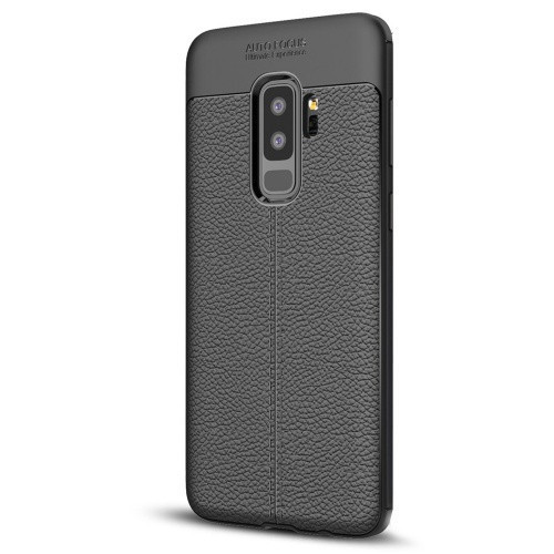 Samsung Galaxy S9 Plus SM-G965, silikónové puzdro TPU, efekt kože, vzor švov, čierne