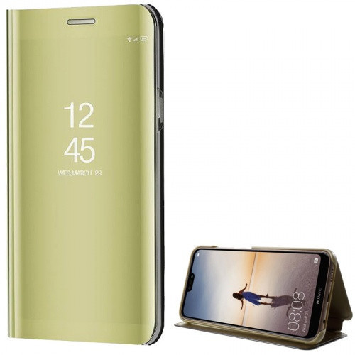 Huawei P20 Lite, puzdro s bočným otváraním a indikátorom hovoru, kryt Smart View Cover, zlatý (náhradný trh)