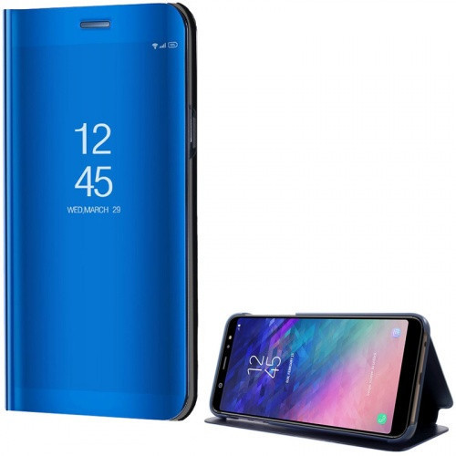 Samsung Galaxy A6 Plus (2018) SM-A605F, puzdro s bočným otváraním a indikátorom hovoru, kryt Smart View Cover, modrý (náhradný trh)