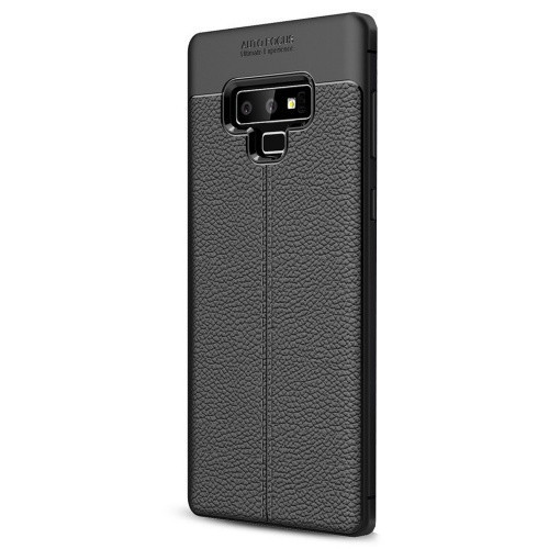 Samsung Galaxy Note 9 SM-N960, silikónové puzdro z TPU, kožený efekt, prešívaný vzor, čierna