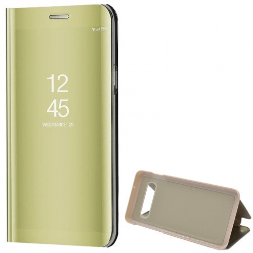 Samsung Galaxy S10 Plus SM-G975, Puzdro s bočným otváraním a indikátorom hovoru, Smart View Cover, zlaté (náhradný trh)