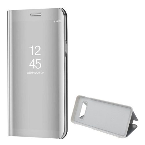 Samsung Galaxy S10 Plus SM-G975, Bočné otváracie puzdro s indikátorom hovoru, Smart View Cover, strieborné (náhradný trh)