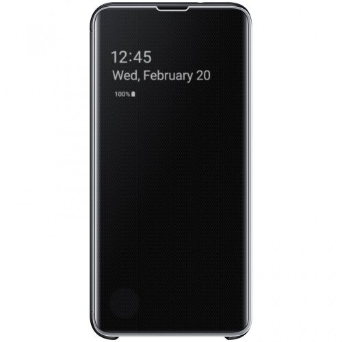 Samsung Galaxy S10 SM-G973, Puzdro s bočným otváraním a indikátorom hovoru, Clear View Cover, čierne, továrenské