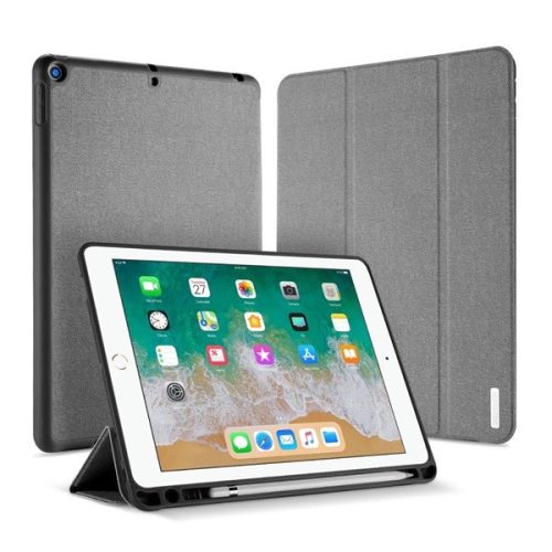 Apple iPad 9.7 (2017 / 2018), Zakladačové puzdro, Inteligentné puzdro s držiakom Apple Pencil, Dux Ducis Domo, sivá