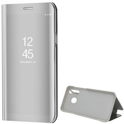 Samsung Galaxy A50 / A50s / A30s, Bočné otváracie puzdro s indikátorom hovoru, Smart View Cover, strieborné (náhradný trh)