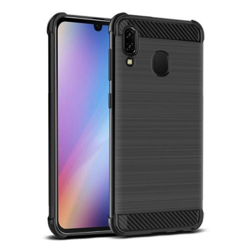 Samsung Galaxy A20e SM-A202F, silikónové puzdro TPU, stredne odolné proti nárazu, brúsené, karbónový vzor, IMAK VEGA, čierne