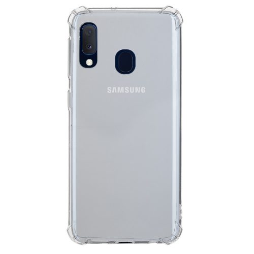 Samsung Galaxy A20e SM-A202F, silikónové puzdro, stredne odolné proti nárazu, roh so vznášajúcim sa prúžkom, priehľadné