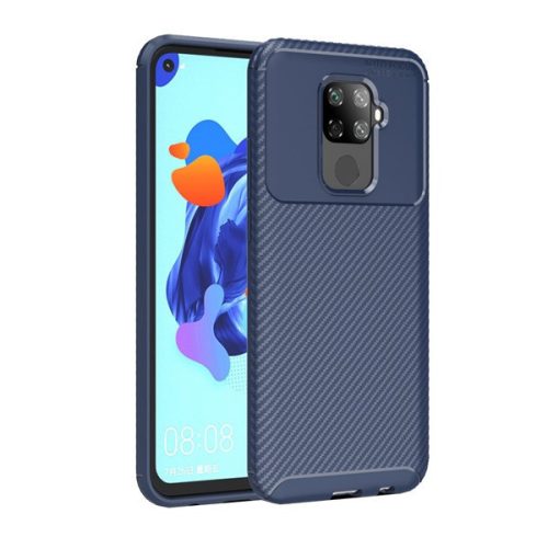 Huawei Mate 30 Lite, silikónové puzdro, stredne odolné proti nárazu, päta zo vzduchového vankúša, karbónový vzor, modré