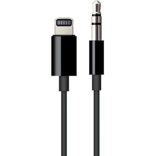 Audio kábel, Lightning, 1 x 3,5 mm jack, 120 cm, Apple, továrenský, čierny