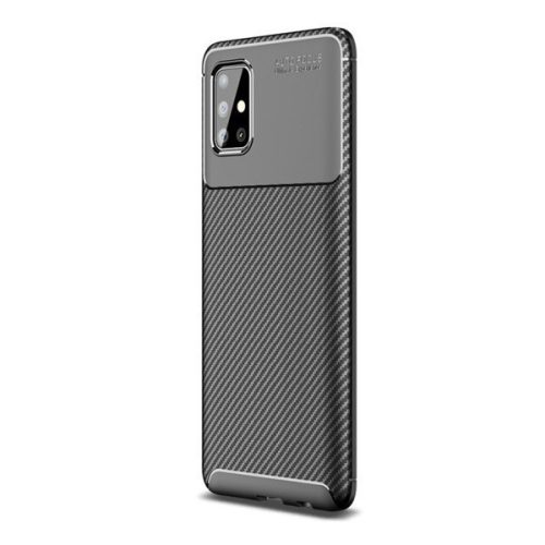 Samsung Galaxy A51 SM-A515F, silikónové puzdro, stredne odolné proti nárazu, vznášací roh, karbónový vzor, čierne