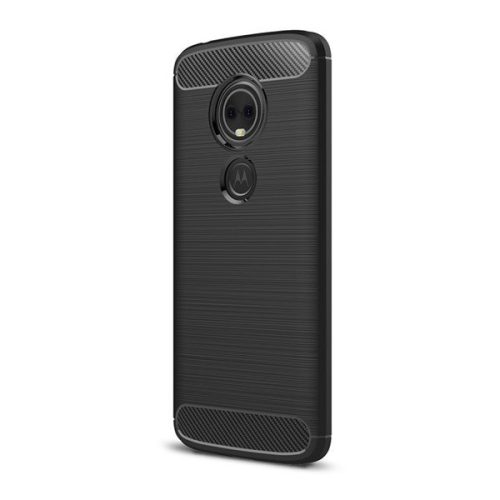 Motorola Moto G8 Plus, silikónové puzdro TPU, stredne odolné proti nárazu, brúsené, karbónový vzor, čierne