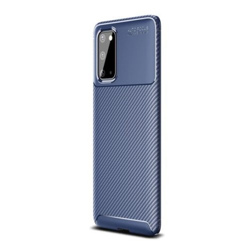 Samsung Galaxy S20 / S20 5G SM-G980 / G981, silikónové puzdro, stredne odolné proti nárazu, hover corner, karbónový vzor, modré