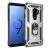 Samsung Galaxy S9 Plus SM-G965, Plastový zadný kryt, stredne odolný proti nárazu, silikónový interiér, krúžok na uchytenie telefónu, Defender, strieborný