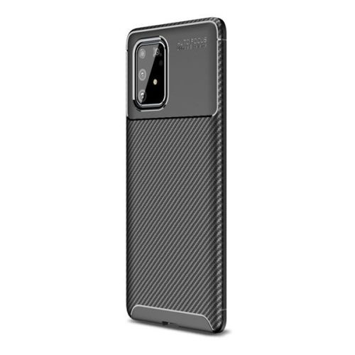 Samsung Galaxy S10 Lite SM-G770, silikónové puzdro, stredne odolné voči nárazom, päta so vzduchovým vankúšom, karbónový vzor, čierne