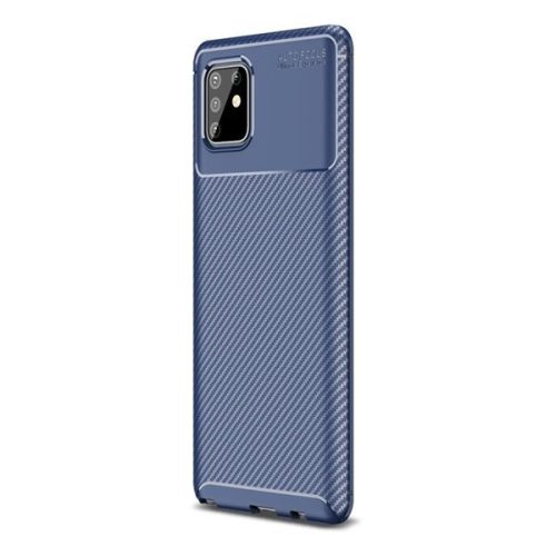 Samsung Galaxy Note 10 Lite SM-N770, silikónové puzdro, stredne odolné proti nárazu, päta so vzduchovým vankúšom, karbónový vzor, modré