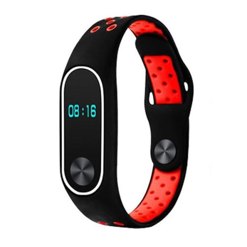 Xiaomi Mi Band 2, silikónový zadný remienok, perforovaný, priedušný, čierny/červený