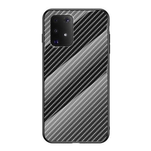 Samsung Galaxy S10 Lite SM-G770, silikónová ochrana displeja, sklenená zadná strana, karbónový vzor, čierna