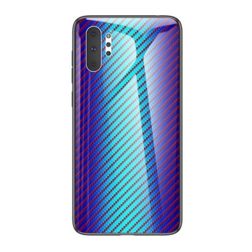 Samsung Galaxy Note 10 Plus / 10 Plus 5G SM-N975 / N976, silikónová ochrana displeja, sklenená zadná strana, karbónový vzor, modrá