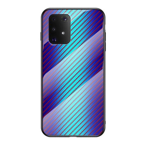 Samsung Galaxy S10 Lite SM-G770, silikónová ochrana obrazovky, sklenená zadná strana, karbónový vzor, modrá