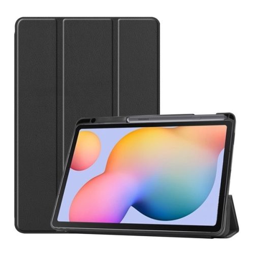 Samsung Galaxy Tab S6 Lite 10.4 / Tab S6 Lite 10.4 (2022) SM-P610 / P615 / P613 / P619, puzdro s priečinkom, Trifold, držiak na dotykovú ceruzku, čierna farba