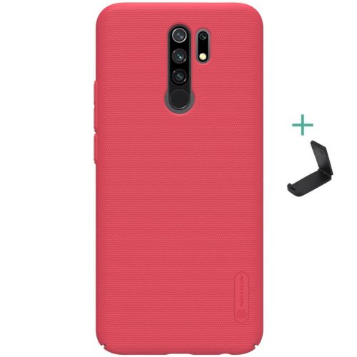 Xiaomi Redmi 9, plastový zadný kryt, stojan, Nillkin Super Frosted, červený