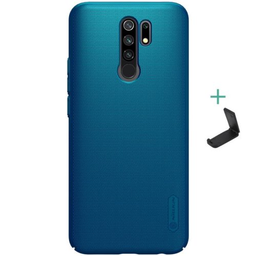 Xiaomi Redmi 9, plastový zadný kryt, stojan, Nillkin Super Frosted, zelenomodrý