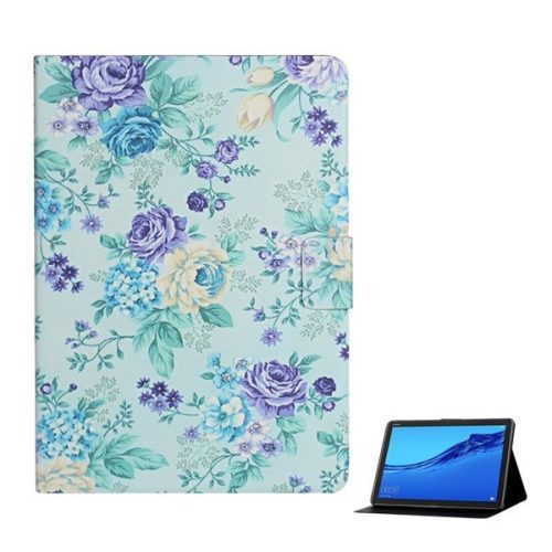 Huawei Mediapad M5 Lite 10.1, puzdro s priečinkom, stojan, kvetinový vzor, farba/modrá