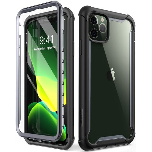 Apple iPhone 11 Pro Max, Plastový zadný kryt (predný a zadný) + tvrdené sklo, stredne odolný proti nárazu, SupCase IBLSN Clear, priehľadný/čierny