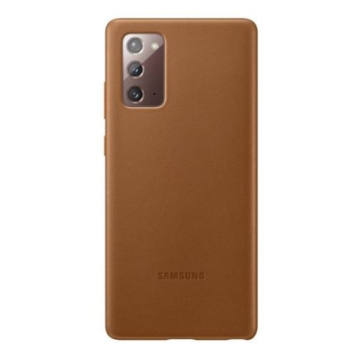 Samsung Galaxy Note 20 / 20 5G SM-N980 / N981, Plastový zadný kryt, zadná strana z kože, hnedý, továrenská výroba