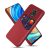 Xiaomi Redmi Note 9S / 9 Pro / 9 Pro Max, Plastový zadný kryt, stredne odolný proti nárazu, textilná podšívka, zadný kryt s koženým vzhľadom a držiakom kariet, červená farba