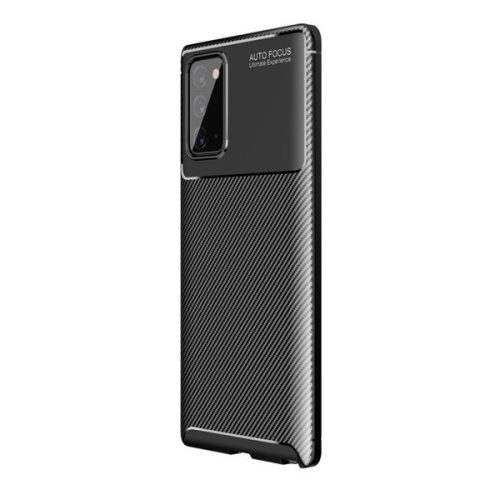 Samsung Galaxy Note 20 / 20 5G SM-N980 / N981, silikónové puzdro, stredne odolné proti nárazu, kryt so vzduchovým vankúšom päty, karbónový vzor, čierna farba