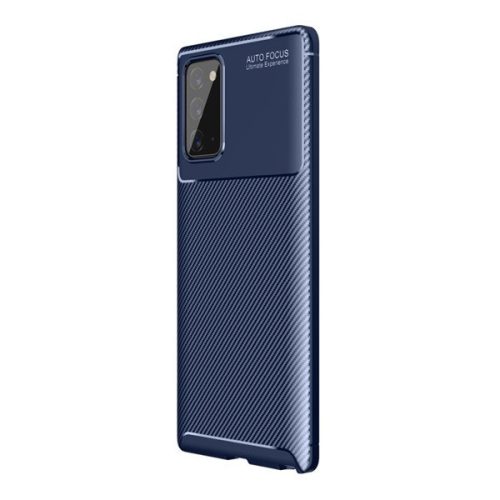 Samsung Galaxy Note 20 / 20 5G SM-N980 / N981, silikónové puzdro, stredne odolné proti nárazu, päta so vzduchovým vankúšom, karbónový vzor, modré