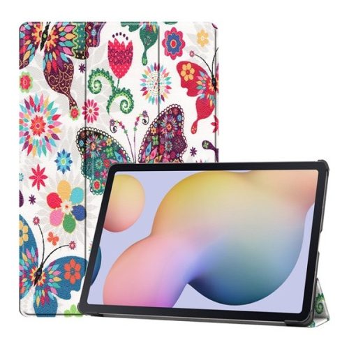 Samsung Galaxy Tab S7 Plus 12.4 / Tab S7 FE 12.4 / Tab S8 Plus 12.4, Folder Case, Trifold, veľký motýlí vzor, biela