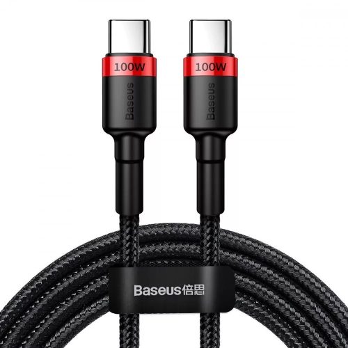 Nabíjací a dátový kábel USB Type-C, USB Type-C, 200 cm, 5000 mA, s ochranou proti otrasom, rýchle nabíjanie, PD, vzor šnúrky, Baseus Cafule CATKLF-AL91, čierna/červená