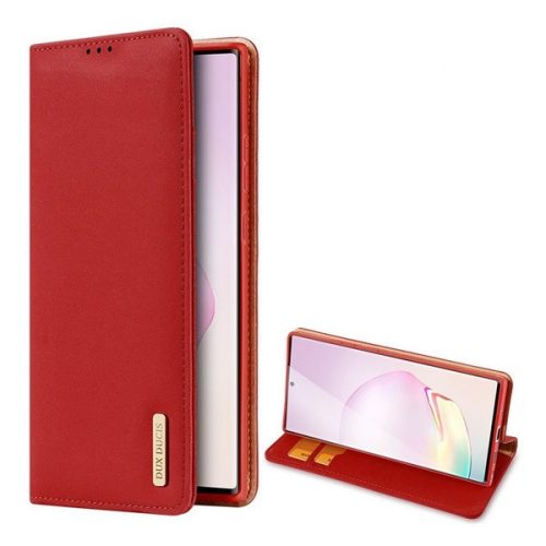 Samsung Galaxy Note 20 Ultra / 20 Ultra 5G SM-N985 / N986, Bočné otváracie puzdro, puzdro z pravej kože, stojan, Dux Ducis Wish, červená farba