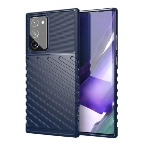 Samsung Galaxy Note 20 Ultra / 20 Ultra 5G SM-N985 / N986, silikónové puzdro, stredne odolné proti nárazu, s vypuklým pruhovaným vzorom, tmavomodré