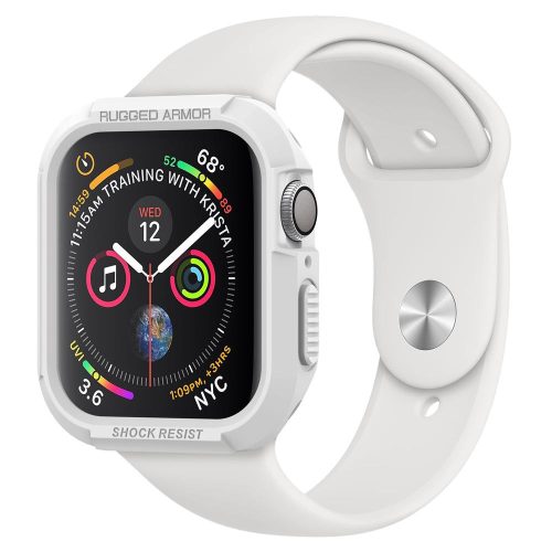 Apple Watch 4-6, SE (40 mm), Watch 7 (41 mm), silikónové nárazuvzdorné, bez remienka, Spigen Rugged Armor, biele