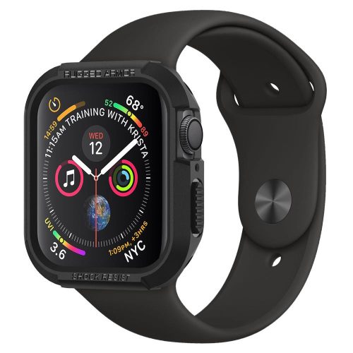 Apple Watch 4-6, SE (44 mm), Watch 7 (45 mm), Silikónová nárazuvzdorná, Bez remienka, Spigen Rugged Armor, Čierna