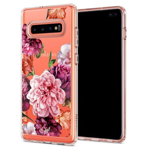 Samsung Galaxy S10 Plus SM-G975, silikónové puzdro, bublinková päta, vzor ruža, Spigen Ciel Cyril Cecile, priehľadné/farebné