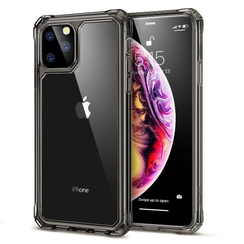 Apple iPhone 11 Pro Max, silikónové puzdro, plastová zadná strana, päta so vzduchovým polstrovaním, stredne odolná proti nárazu, ESR Air Armor, číra/čierna farba