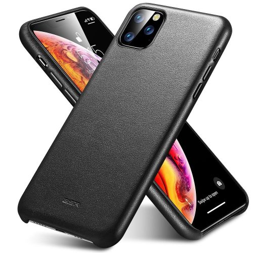 Apple iPhone 11 Pro Max, plastový zadný kryt, kožený zadný kryt, ESR Metro Leather, čierny