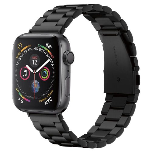 Apple Watch 1-6, SE (42 / 44 mm), kovový zadný remienok, Spigen Modern Fit, čierna
