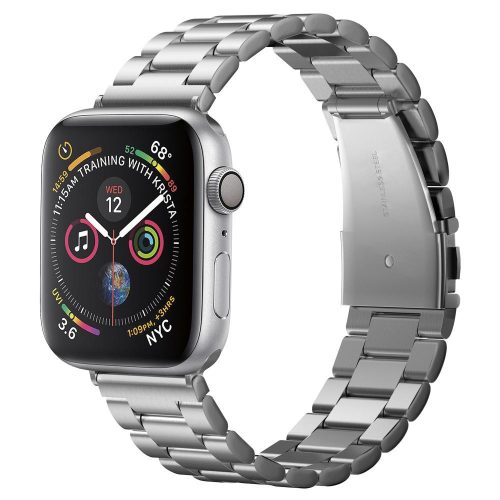 Apple Watch 1-6, SE (42 / 44 mm), kovový zadný remienok, Spigen Modern Fit, strieborná