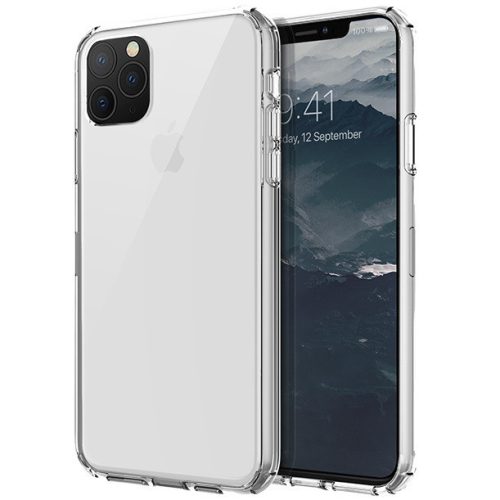 Apple iPhone 11 Pro, silikónový rám + plastová zadná strana, odolný proti strednému nárazu, päta so vzduchovým polstrovaním, Uniq Lifepro Xtreme, priehľadný, číry