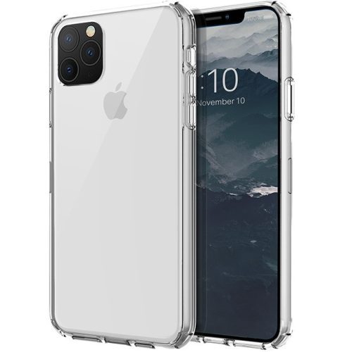 Apple iPhone 11 Pro Max, silikónový rám + plastová zadná strana, stredný náraz, päta so vzduchovým tlmičom, Uniq Lifepro Xtreme, priehľadná, transparentná