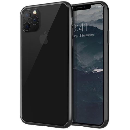 Apple iPhone 11 Pro Max, silikónový rám + plastová zadná strana, odolný voči strednému nárazu, päta so vzduchovým polstrovaním, Uniq Lifepro Xtreme, priehľadná/čierna