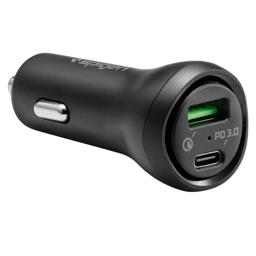 Nabíjačka do auta, nabíjačka do zapaľovača, 45 W, 1 x zásuvka USB, 1 x zásuvka USB Type-C, rýchle nabíjanie, QC 3.0, PD, LED, Spigen Essential, F31QC, čierna